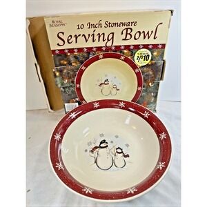 Royal Seasons Snowman Christmas 10" Serving Bowl Retired Pattern New in Box